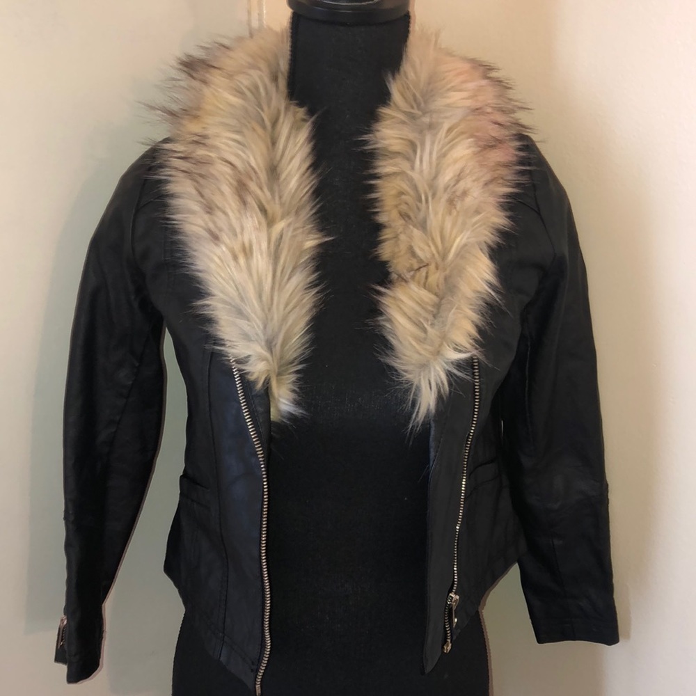 Girls fur leather jacket